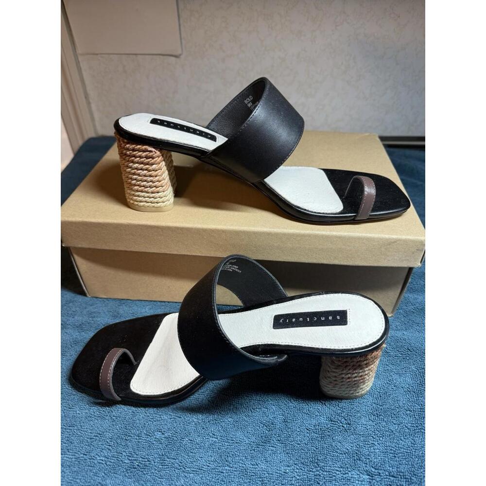 SANCTUARY SA-BOLD 9M BLACK/MOCHA HEELED SANDALS